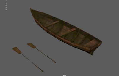 小木船 木筏 木板船3dmaya模型