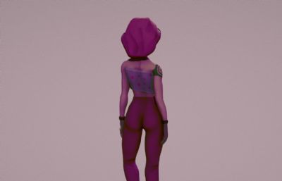抹胸紫发女孩FBX模型