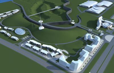 火车站 高铁站及周边商业住宅规划3D模型