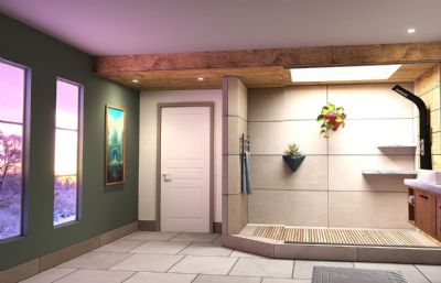 淋浴房低模3D模型