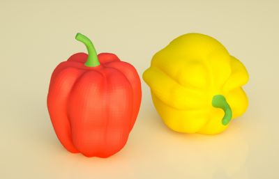灯笼椒 红椒 黄椒 甜椒C4D模型