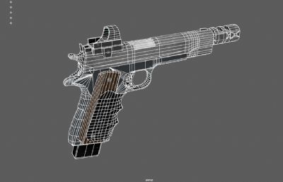 改装1911手枪游戏道具3dmaya模型