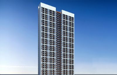现代板式住宅 高层宿舍3D模型