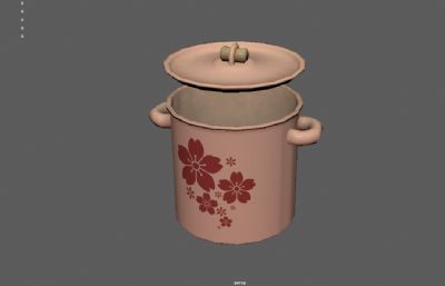 粉丝樱花搪瓷茶缸子 老式茶杯3dmaya模型