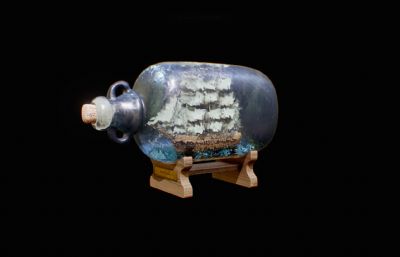 玻璃瓶里的五月花号航海船艺术品FBX模型