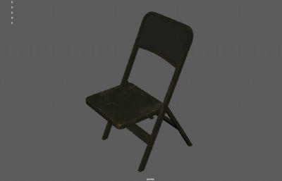 旧金属椅子 生锈铁椅子 折叠椅子3dmaya模型