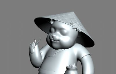 采茶熊 卡通熊雕塑3D模型