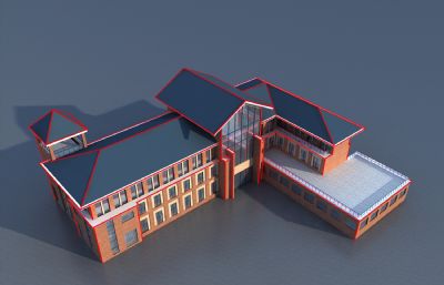 活动中心,休闲会所,养老院3D模型
