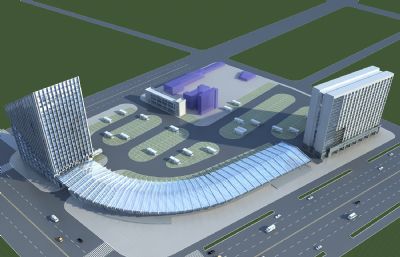 长途汽车站 公建办公楼 停车场商业规划3D模型