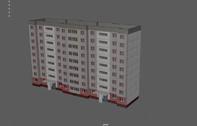 小区楼房,宿舍楼,居民楼3dmaya模型低模