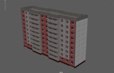 小区楼房,宿舍楼,居民楼3dmaya模型低模