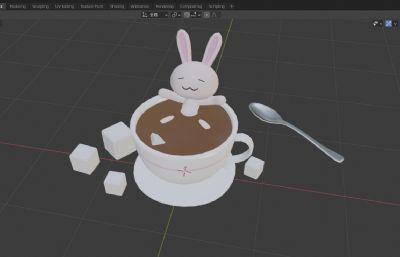 在咖啡里沐浴的糖果兔子fbx模型