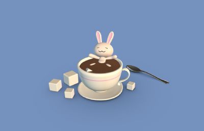在咖啡里沐浴的糖果兔子fbx模型