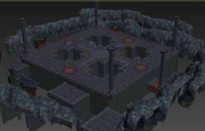 暗黑角斗场,地宫游戏地图场景3D模型
