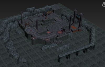 暗黑风格地宫中心游戏场景3D模型