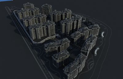 欧式洋房 欧式商业街 花园小区3D模型
