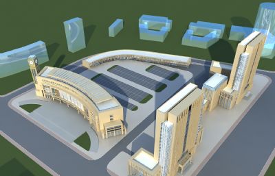 长途车站,汽车客运站,商业办公楼3D模型