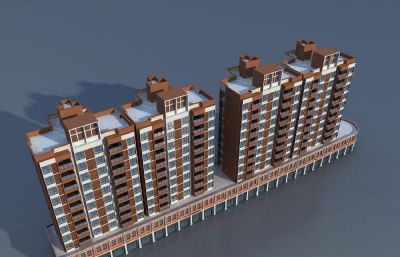 现代多层商住楼3D模型