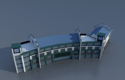 徽派综合楼,新中式办公楼3D模型
