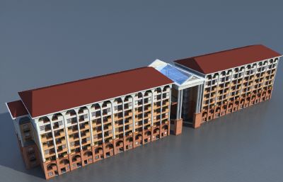 欧式浮雕洋房,联排别墅,公寓3D模型