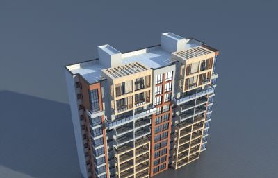 现代洋房,双拼住宅3D模型