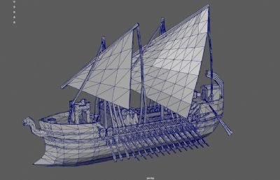 中世纪帆船,复古船,海盗船3D模型