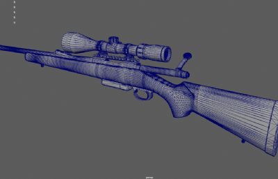 R700狙击枪,雷明顿狙击枪游戏枪械3dmaya模型,已塌陷