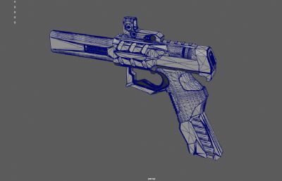 马格南概念枪,科幻手枪3dmaya模型