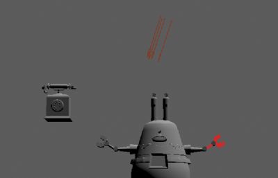 机器蟹老板和电话maya模型