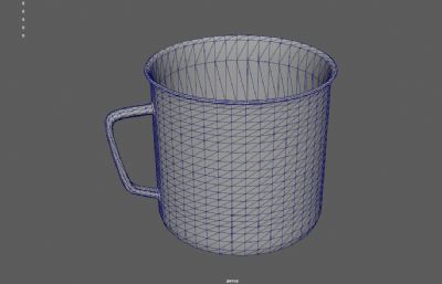搪瓷马克杯,老式搪瓷杯,茶缸3Dmaya模型,已塌陷