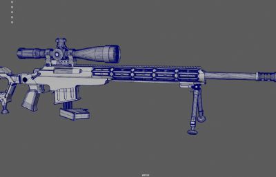 spr4狙击步枪,黄金狙击枪游戏枪械3dmaya模型