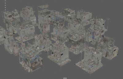贫民窟,震后废墟,战争废弃城市3dmaya模型