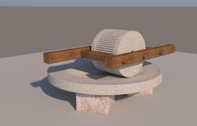真实石磨,磨盘农具3D模型