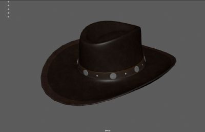 西部牛仔帽子,皮帽,男士帽子,大檐帽3dmaya模型,已塌陷