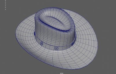 西部牛仔帽子,皮帽,男士帽子,大檐帽3dmaya模型,已塌陷