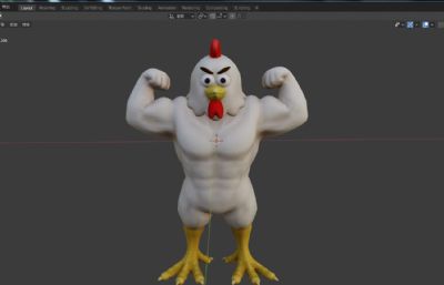 强壮的鸡,肌肉公鸡猛男,健身鸡FBX模型