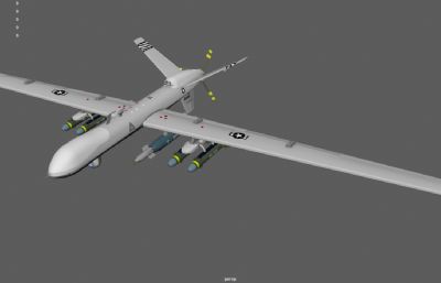 MQ-9军用无人机,无人侦察机,新型无人作战飞机3dmaya模型