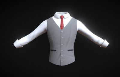 衬衫+背心,服务员服装FBX模型