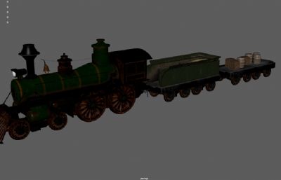 狂野西部机车,老式蒸汽火车,英伦火车3dmaya模型