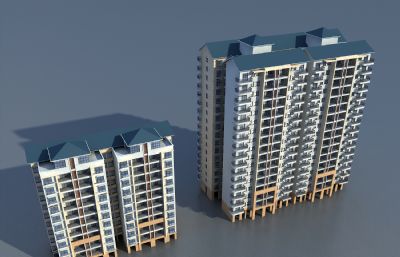 坡顶住宅,改造房,公租房3D模型