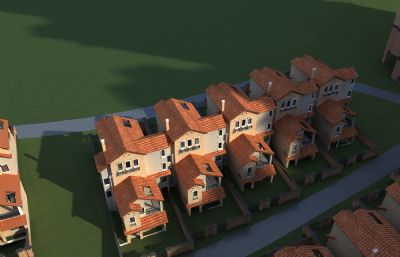 欧式住宅,城市花园,联排别墅3D模型