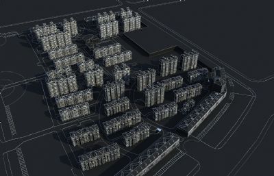 欧式住宅,多层,高层,花园小区鸟瞰3D模型