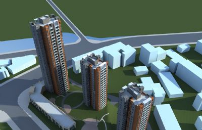 现代住宅,商业构架3D模型
