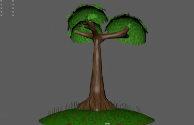 Q版树木,卡通树木,常青树3dmaya模型