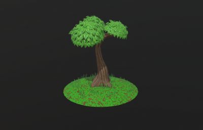 Q版树木,卡通树木,常青树3dmaya模型