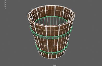 古代木桶,水桶,洗脚桶3dmaya模型