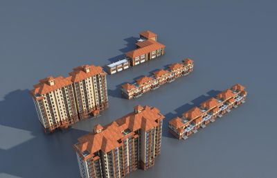 欧式住宅+联排别墅组合3D模型