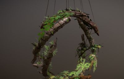 植物藤蔓编织的秋千,吊篮blender模型