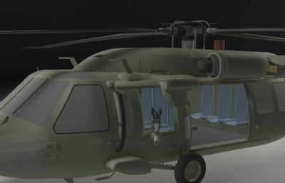 黑鹰直升运输机3dmax模型
