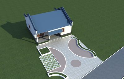 新中式房子,徽派平房建筑3dmax模型